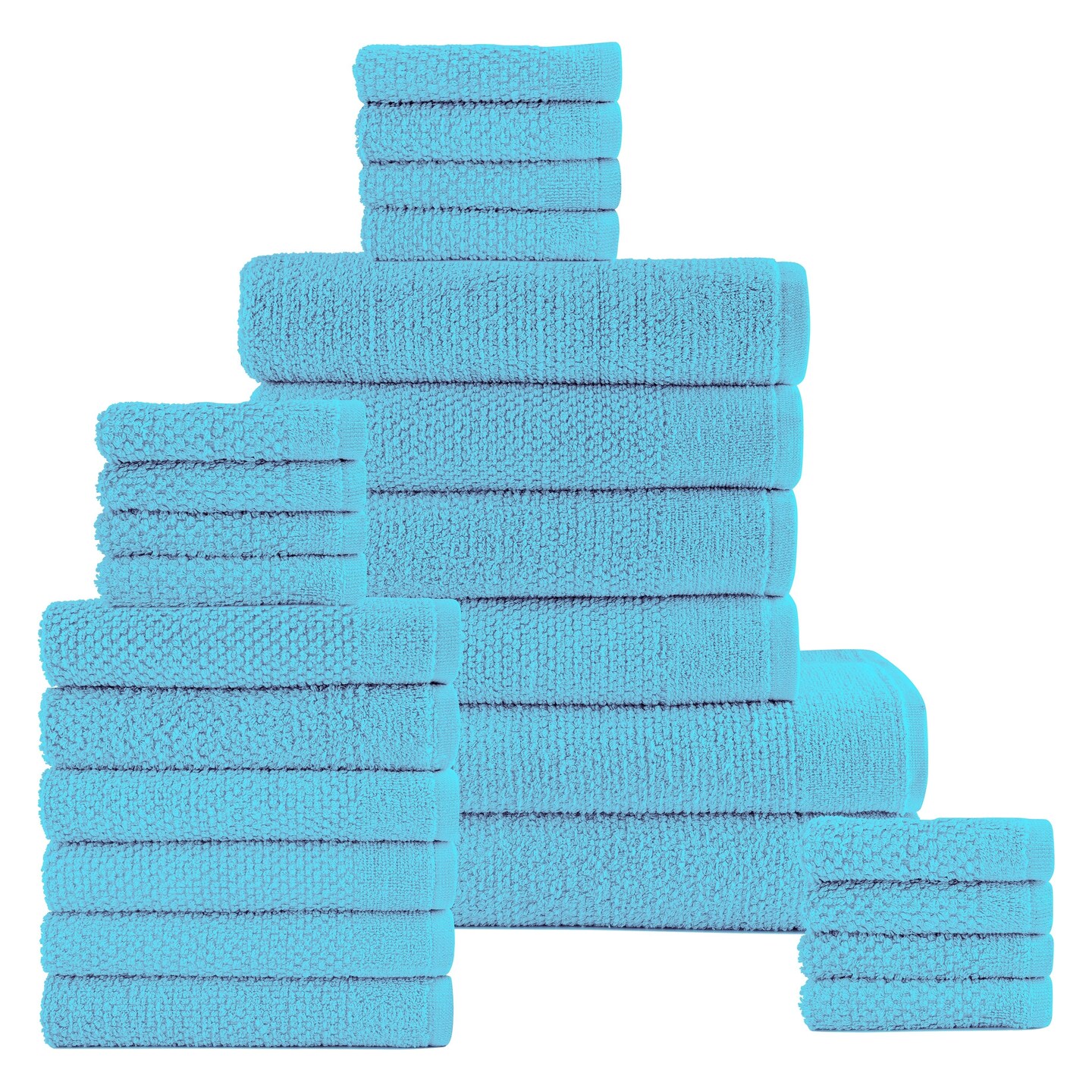 Dan River 24 Piece Popcorn Cotton Bath Towel Set Soft Combed Cotton Towels