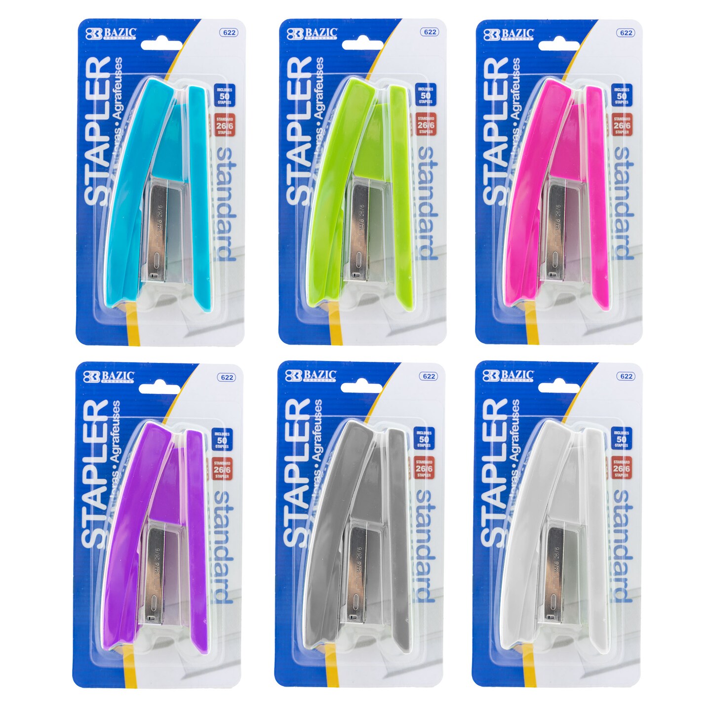 BAZIC Standard Stapler Bright Color (26/6)