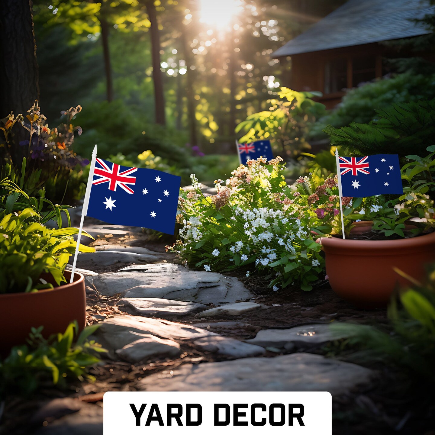 G128 12 Pack Handheld Australia Australian Stick Flags | 4x6 In | Printed 150D Polyester, Country Flag, Solid Plastic Stick, Spear White Tip