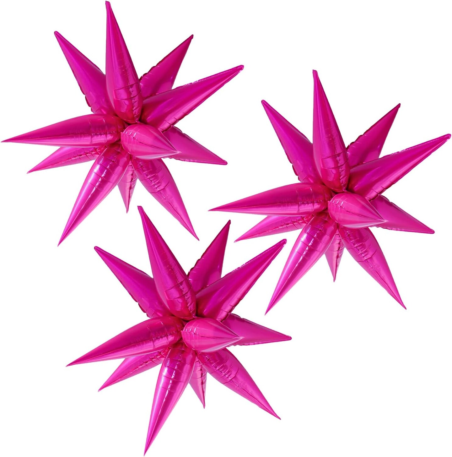 3pcs 26inch babe pink Star foil balloons.babe Explosion Starburst star balloon-Spike cone balloon for birthday party decorations,wedding,Bachelor party