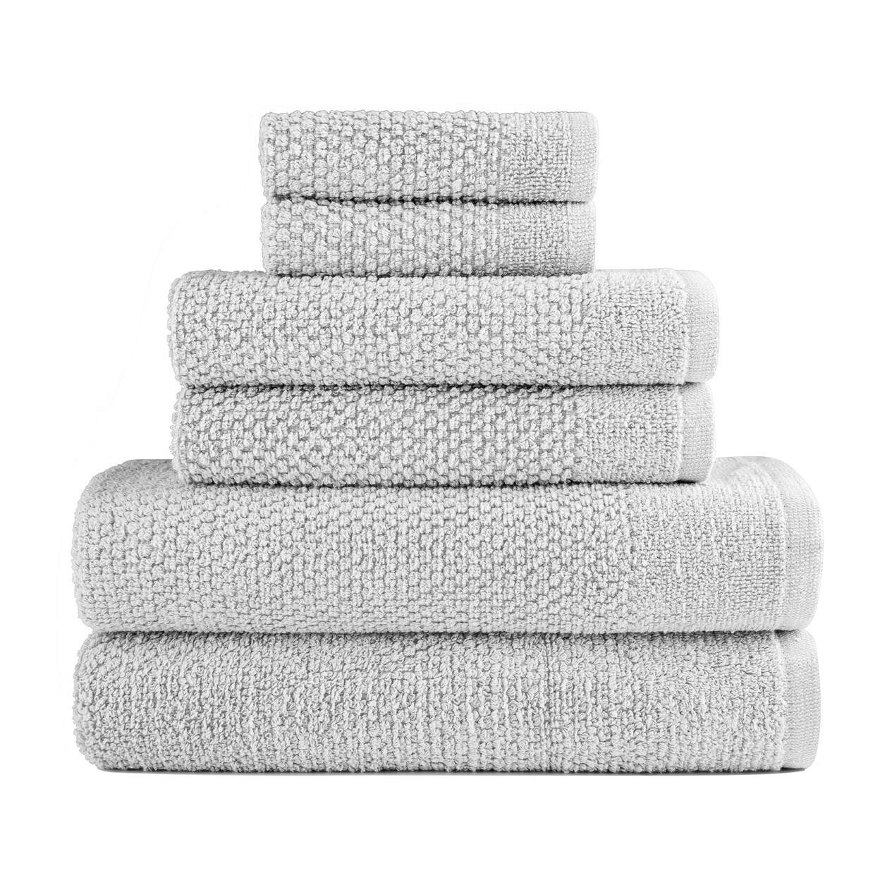 Dan River 6 Piece Cotton Bath Towel Set Popcorn Texture Absorbent Towels