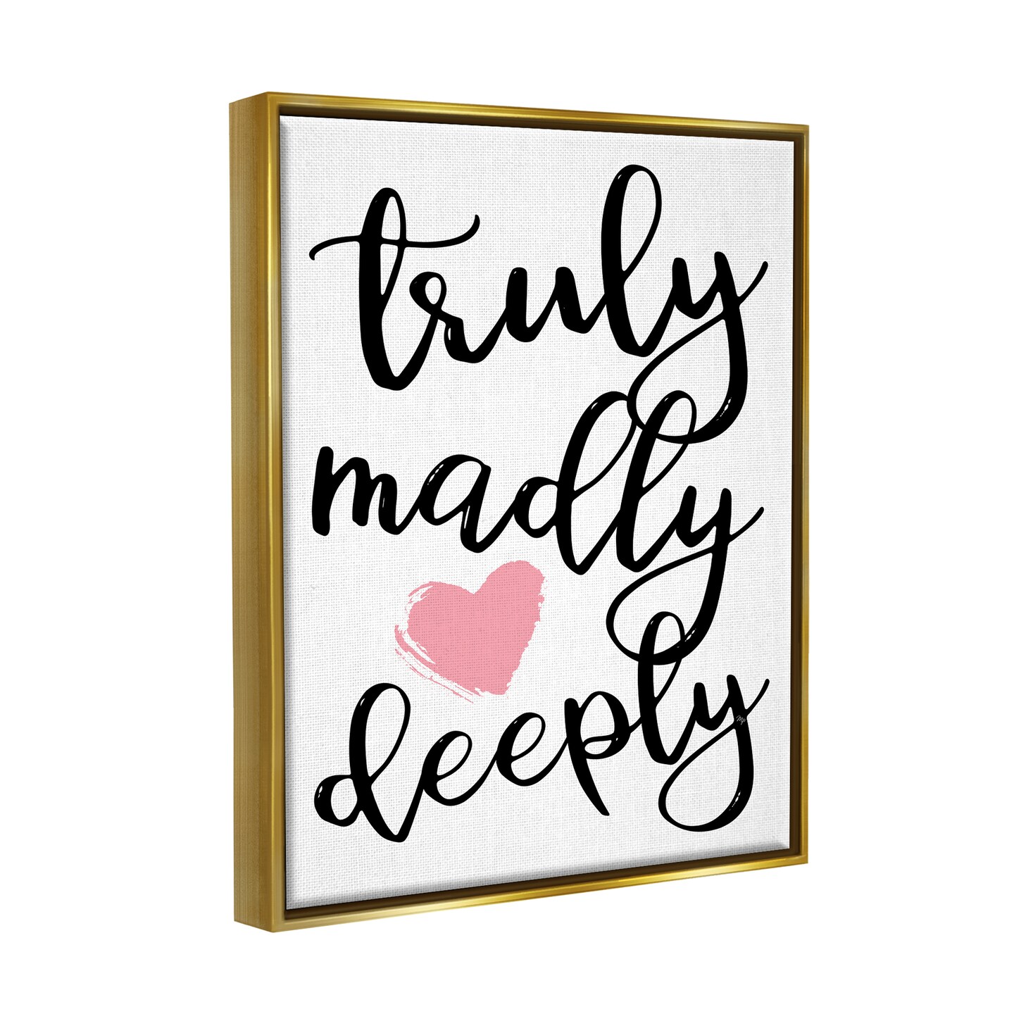 Stupell Industries Truly Madly Deeply Romantic Heart Black Framed Floater Canvas Wall Art