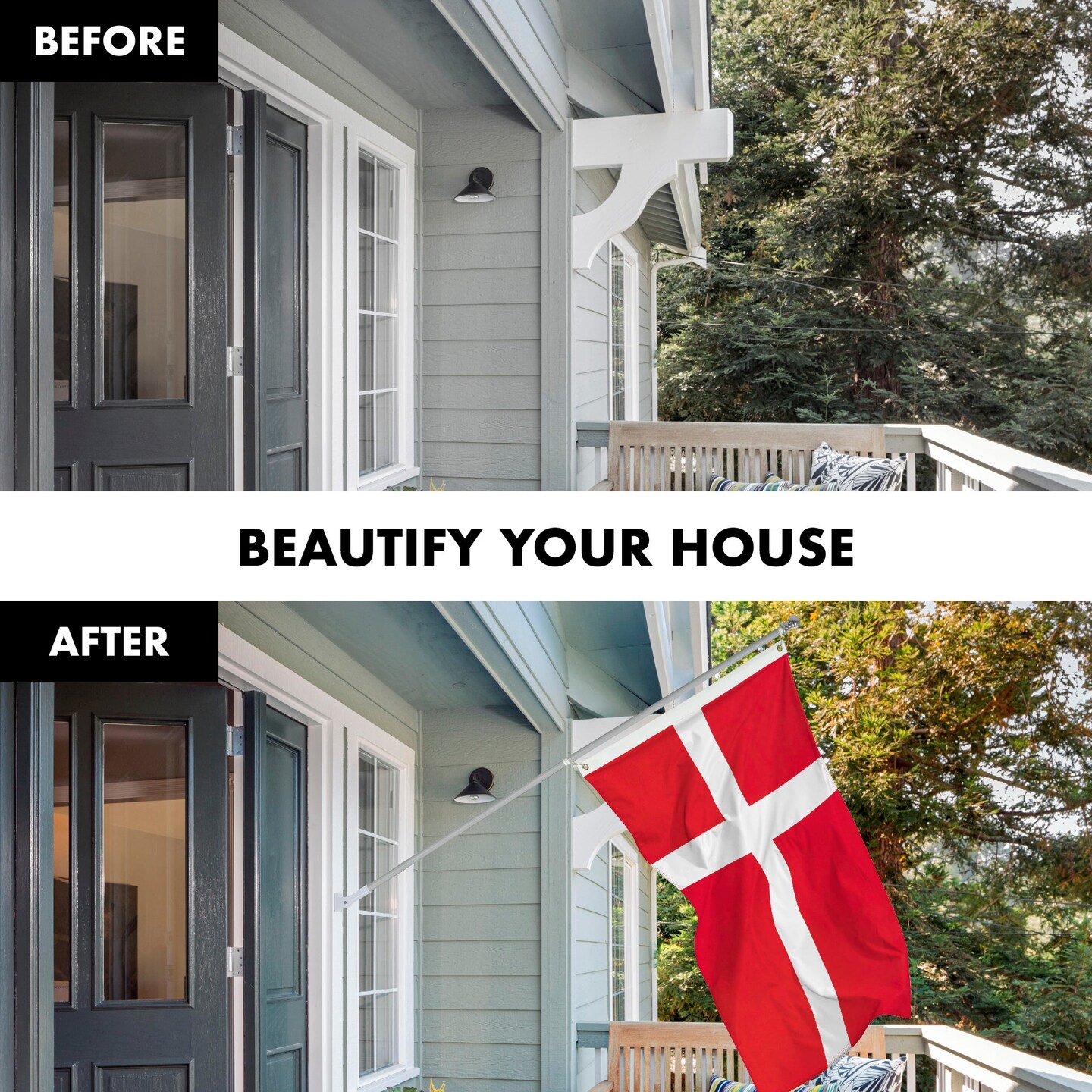 G128 Combo Pack: 6 Feet Tangle Free Spinning Flagpole (Silver) Denmark Danish Flag 3x5 ft Printed 150D Brass Grommets (Flag Included) Aluminum Flag Pole