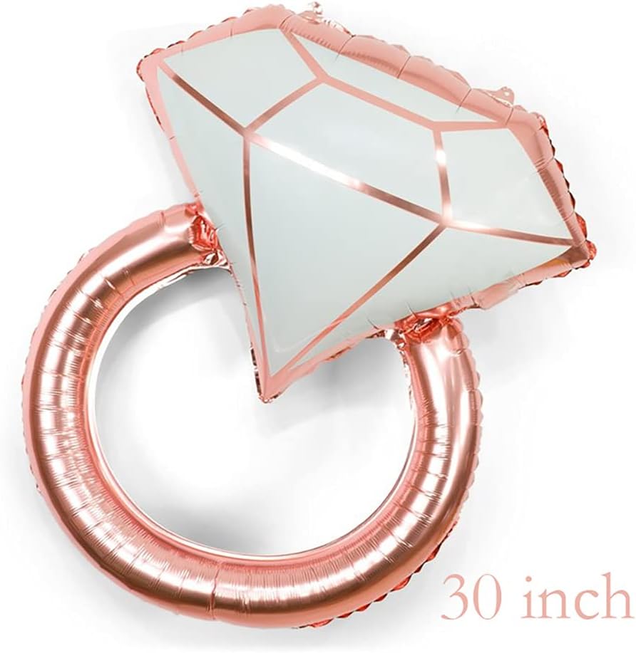 Diamond Ring Foil Balloon Set, 5pcs Bridal Shower Supplies for Bridal Shower Bride to be Party Wedding Engagement Decoration