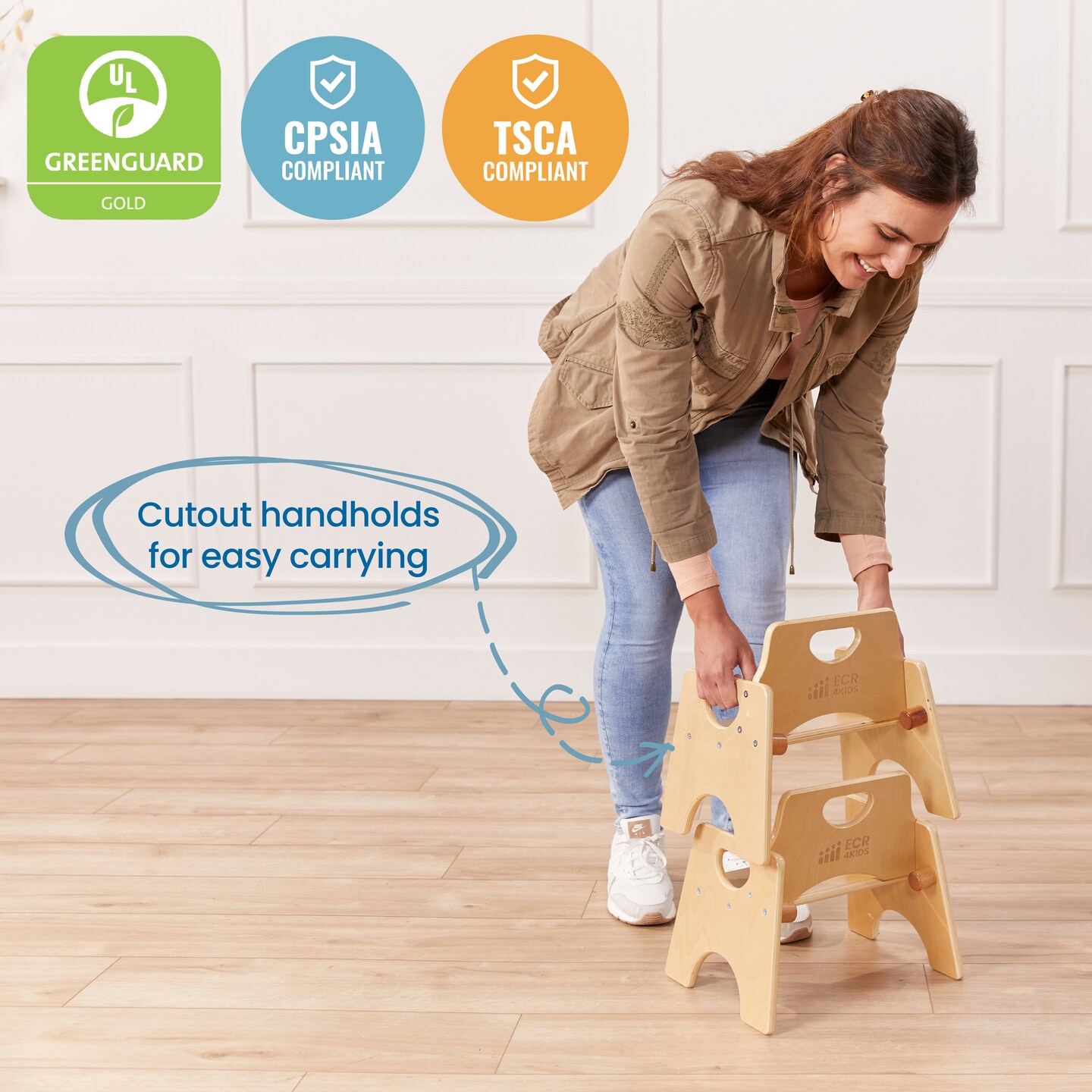 Stackable Wooden Toddler Chair, 6in, Kids Furniture, 2-Pack