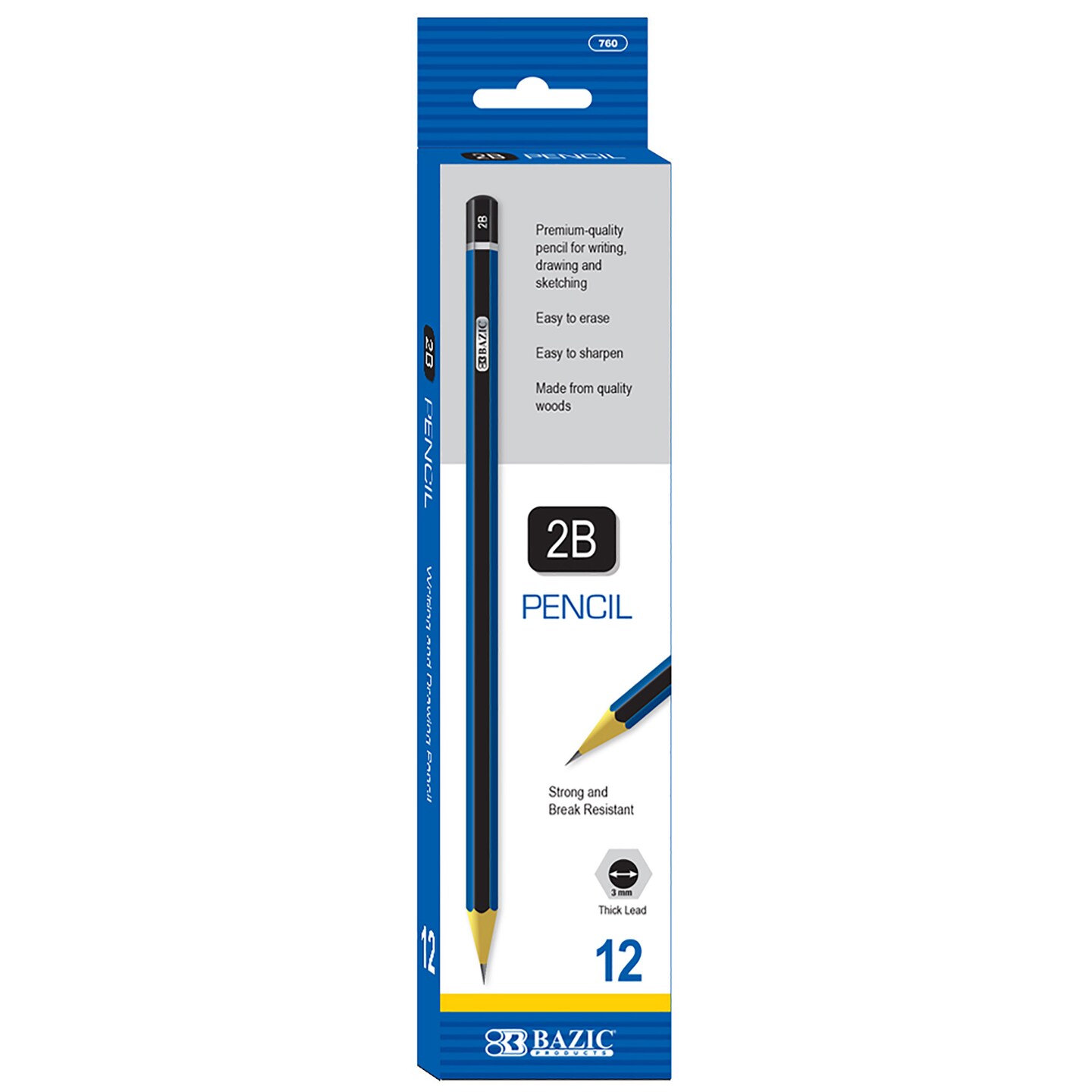 BAZIC Sketching Pencil Premium #2B (12/Pack)