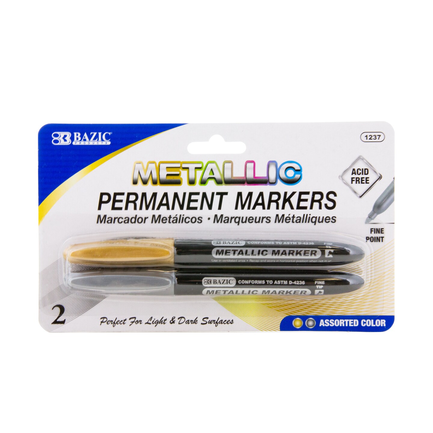 BAZIC Silver &#x26; Gold Metallic Markers (2/Pack)