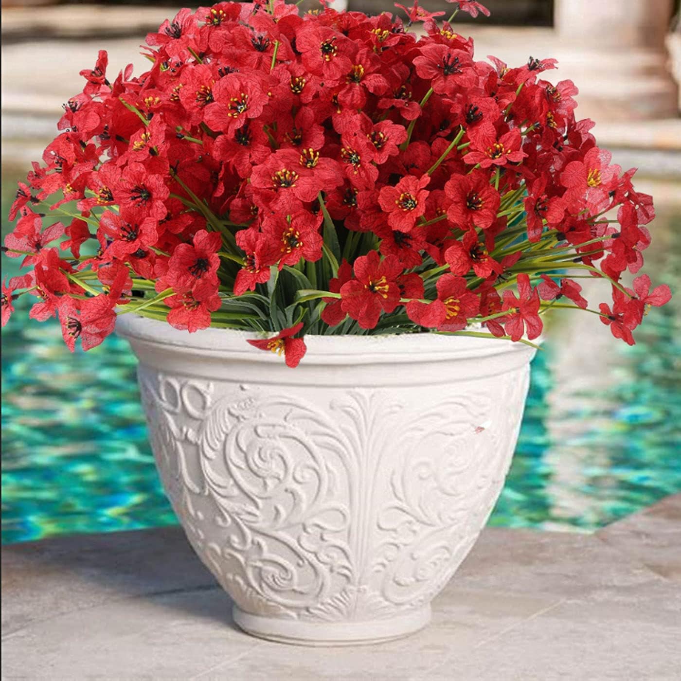 20 Bundles UV-Resistant Artificial Red Flowers: Perfect for Outdoor D&#xE9;cor