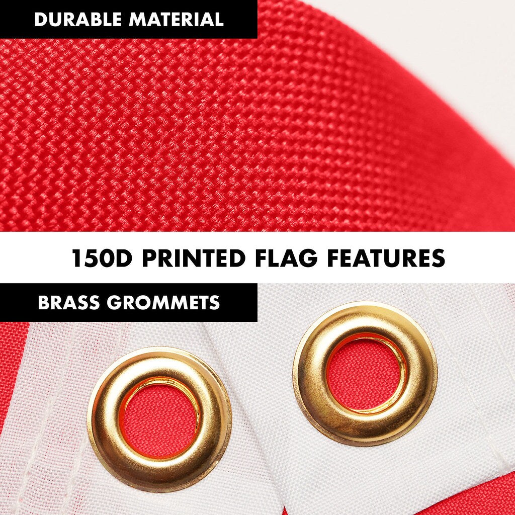 G128 Combo Pack: 6 Ft Tangle Free Spinning Flagpole (Silver) &#x26; Indonesia Flag 3x5 Ft Printed 150D Polyester, Brass Grommets (Flag Included) Aluminum Flag Pole