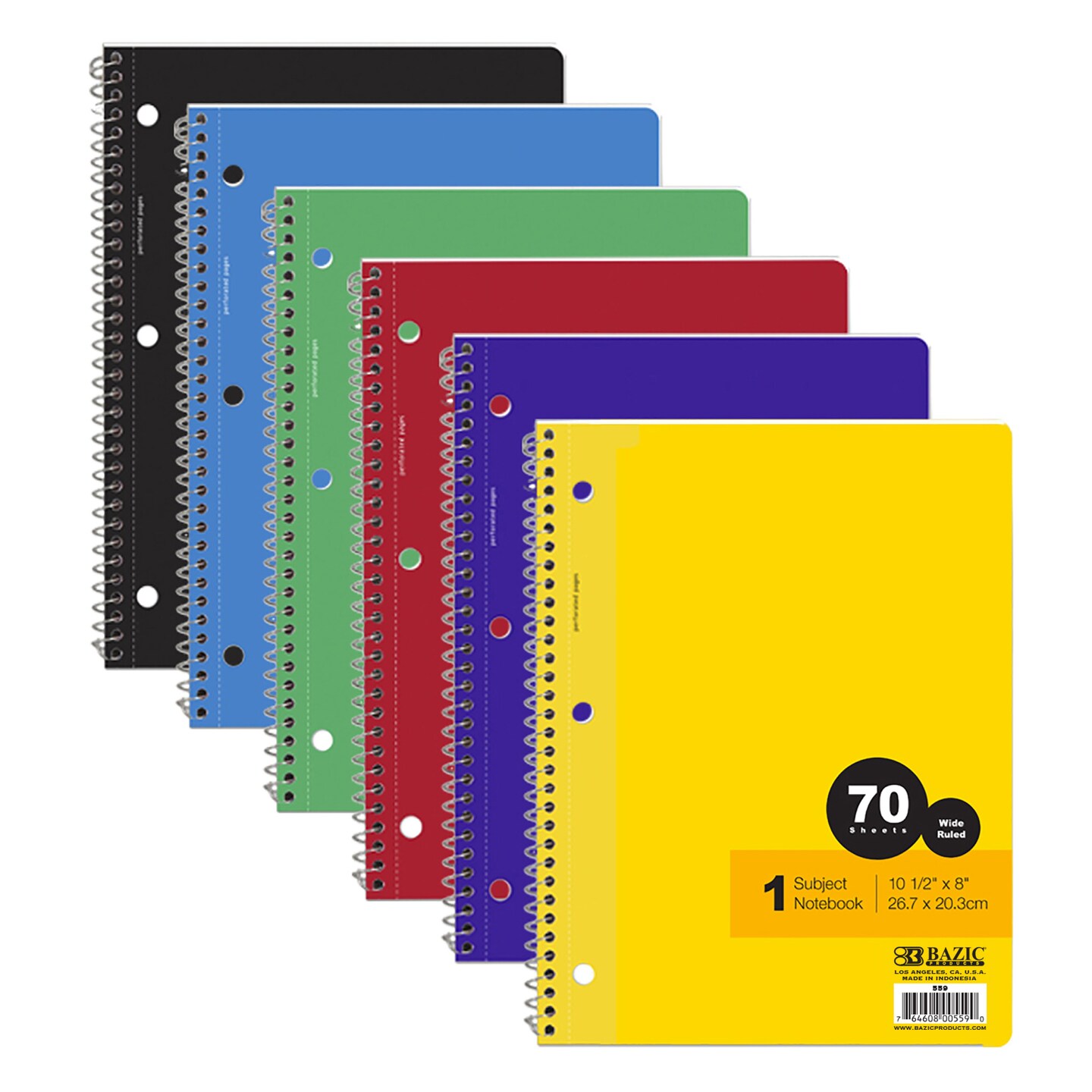 BAZIC Notebook Spiral W/R 1-Subject 70 Ct.
