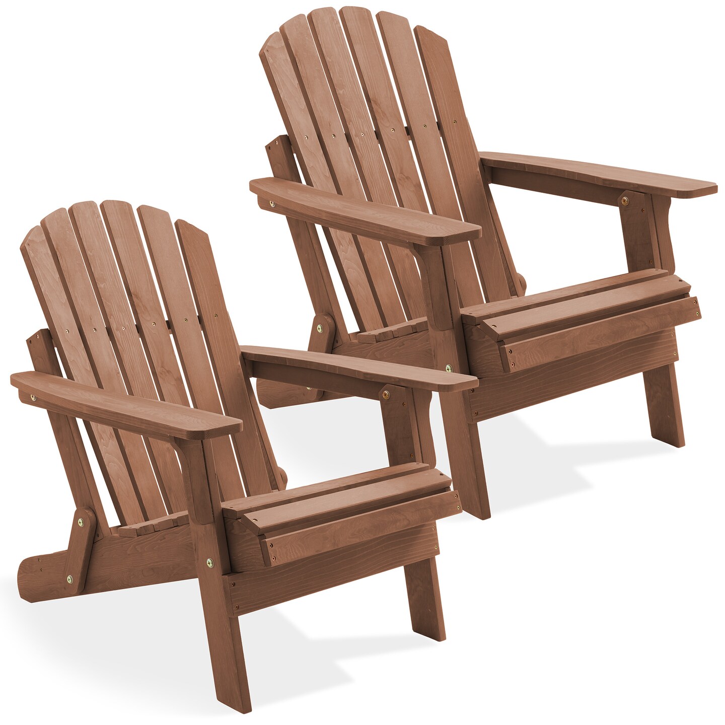 Casafield Oversized Folding Adirondack Chair, Set of 2 Cedar Wood Outdoor Fire Pit Lounge Chairs for Patio, Deck, Yard, Lawn and Garden Seating, Partially Pre-Assembled - Espresso