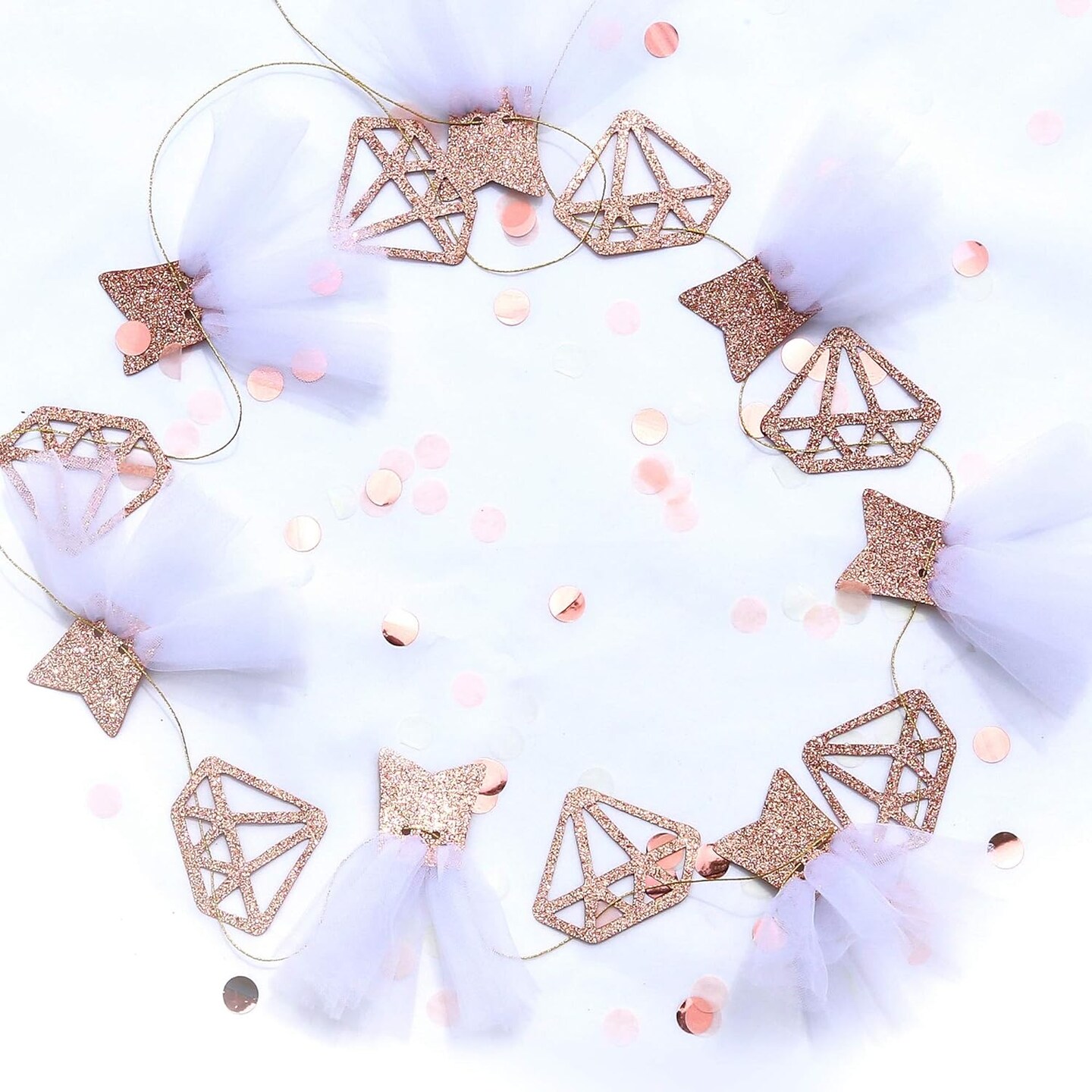 Rose Gold Bride To Be Banner Sign Double Sided Glitter Paper 3D Wedding Dress Diamond Bride Garland Bunting for Bridal Shower Wedding Engagement Bachelorette Hen Party Decorations Supplies