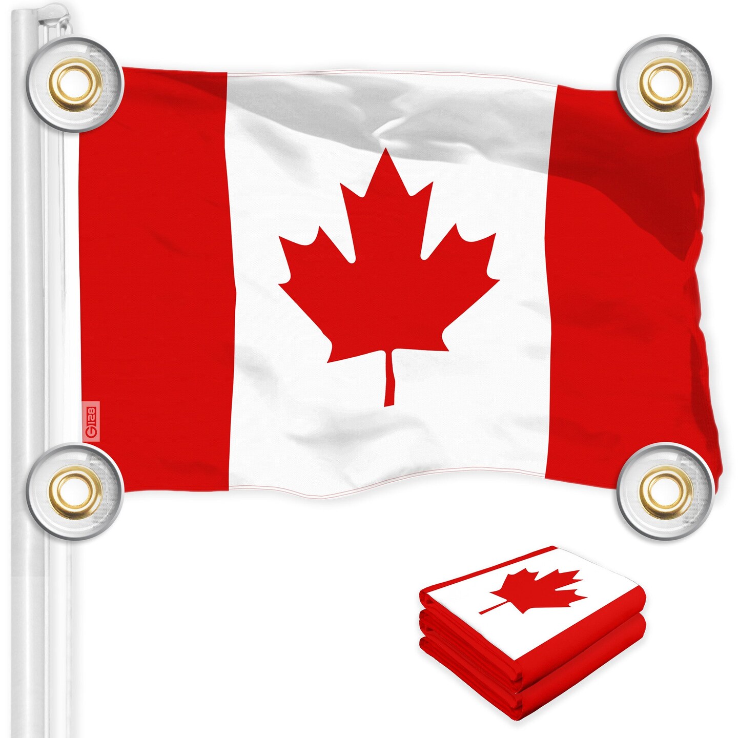 G128 2 Pack: Canada Canadian Flag | 3x5 Ft | LiteWeave Pro Series Printed 150D Polyester, 4 Corner Brass Grommets | Country Flag, Vibrant Colors, Perfect For Balcony, More Durable Than 100D 75D Poly