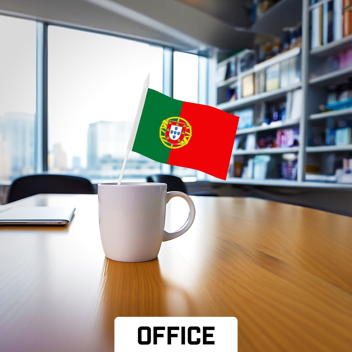 G128 30 Pack Handheld Portugal Portuguese Stick Flags | 4x6 In | Printed 150D Polyester, Country Flag, Solid Plastic Stick, Spear White Tip