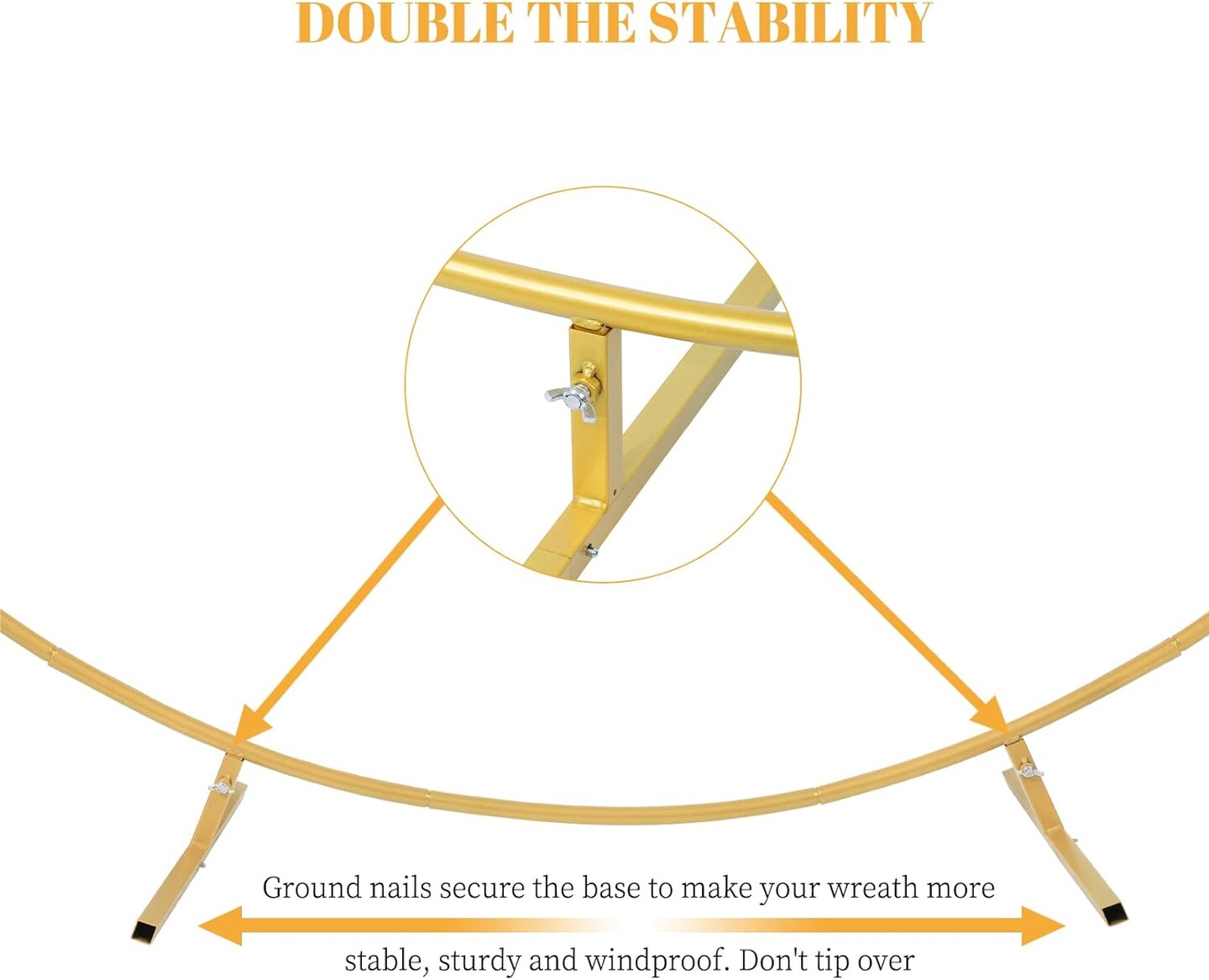 6.6ft Round Backdrop Stand, Stable Circle Balloon Arch Metal Frame for Wedding Birthday Party Baby Shower Decoration(Gold)