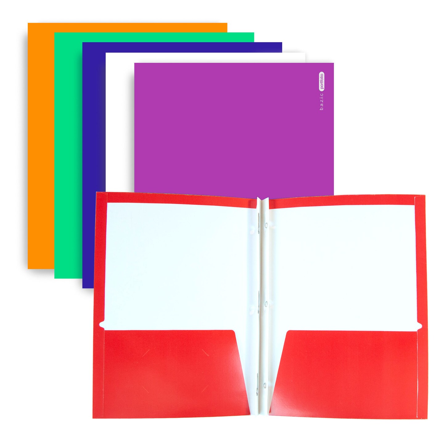 BAZIC 2-Pockets Portfolios 3-Prong Fastener - Laminated Glossy
