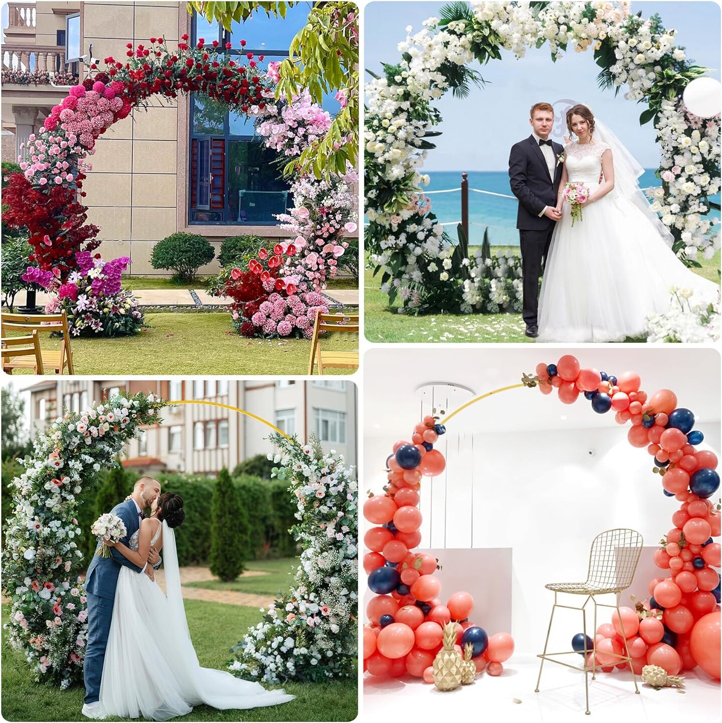 Wedding Arch 8.5FT Round Backdrop Stand Gold Metal Circle Balloon Arch Frame Stand for Wedding Ceremony Birthday Party Bridal Shower Anniversary Candy Tables Decoration