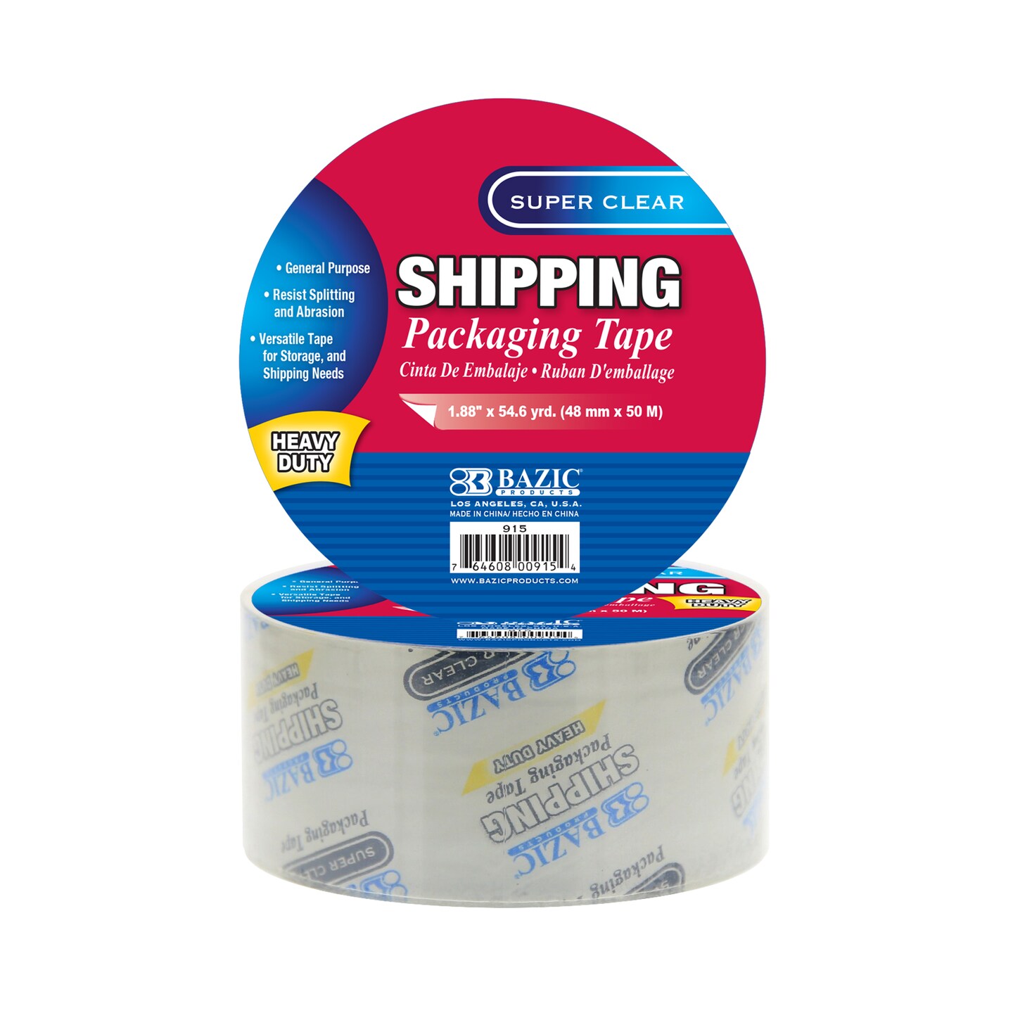 BAZIC Heavy Duty Super Clear Packing Tape 1.88" x 54.6 Yards