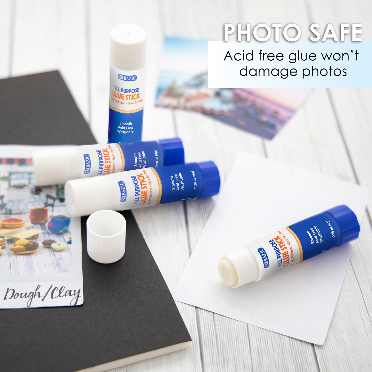 BAZIC Glue Stick Premium 0.28 oz (8g)(4/Pack)