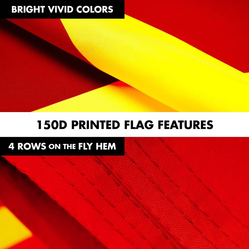 G128 Combo Pack: 6 Ft Tangle Free Spinning Flagpole (Black) &#x26; Vietnam Flag 3x5 Ft Printed 150D Polyester, Brass Grommets (Flag Included) Aluminum Flag Pole