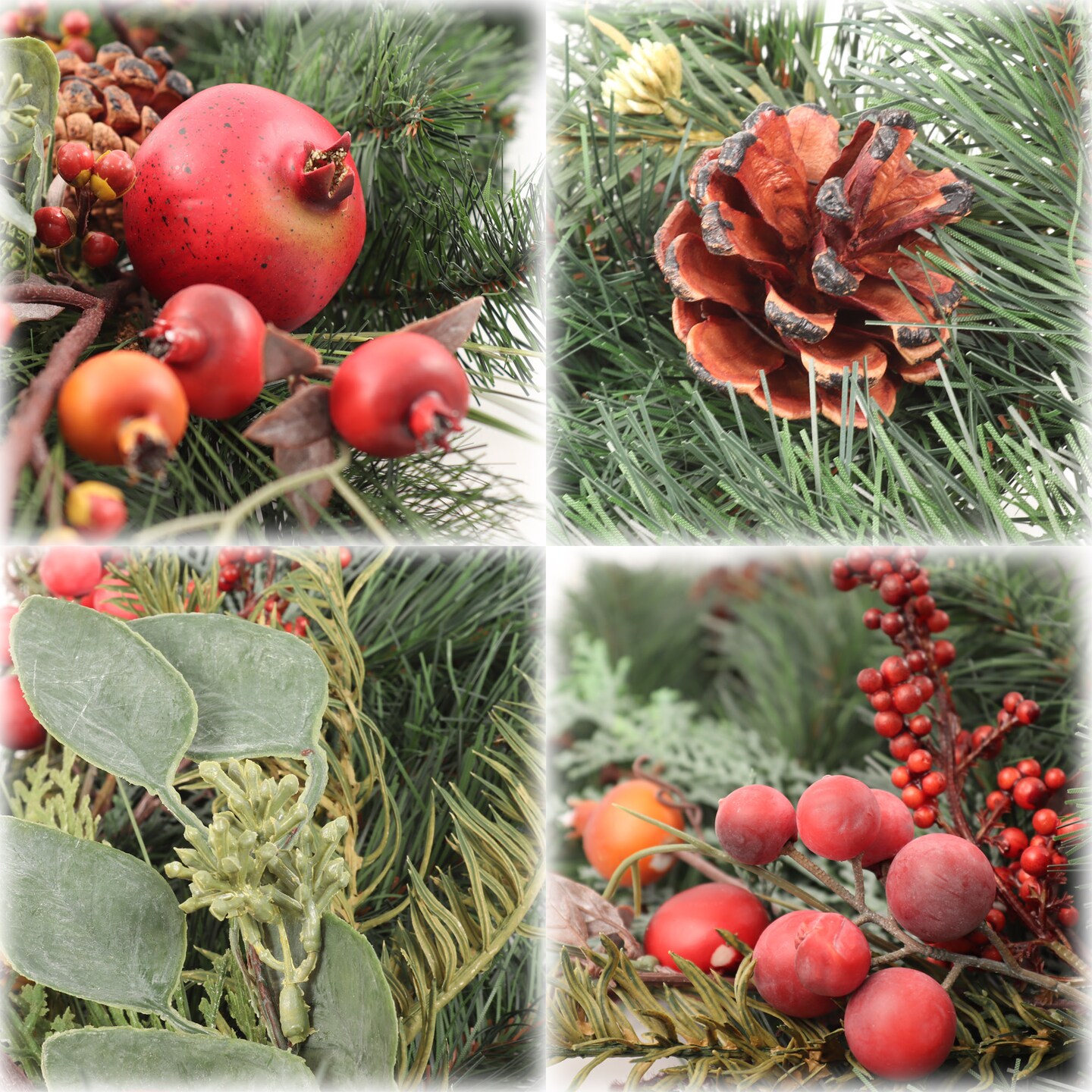 6ft Traditional Pine Garland with Fruits & Pine Cones, Floral Home by Artificial Flowers