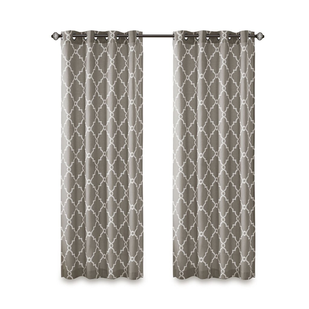 Gracie Mills   Ondine Scroll Geometric Fretwork Grommet Window Curtain Panel - GRACE-160