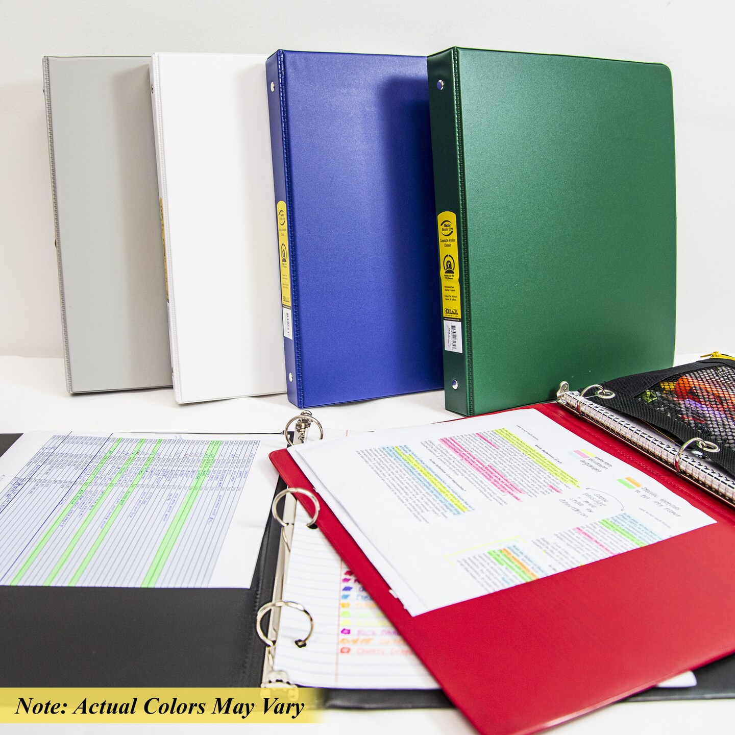 BAZIC 1&#x22; Asst. Color 3- Ring Binder w/ 2-Pockets