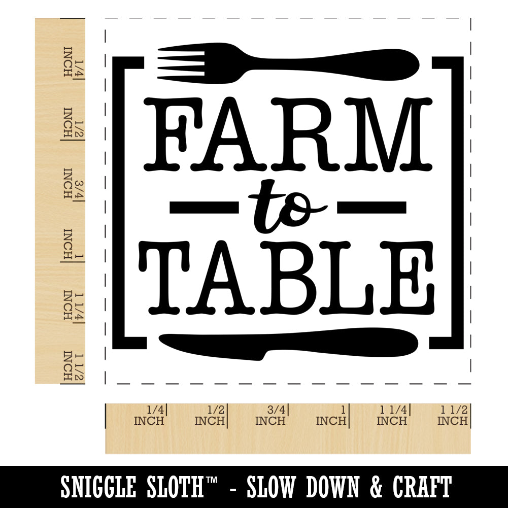 Farm to Table with Fork and Knife Self-Inking Rubber Stamp Ink Stamper ...