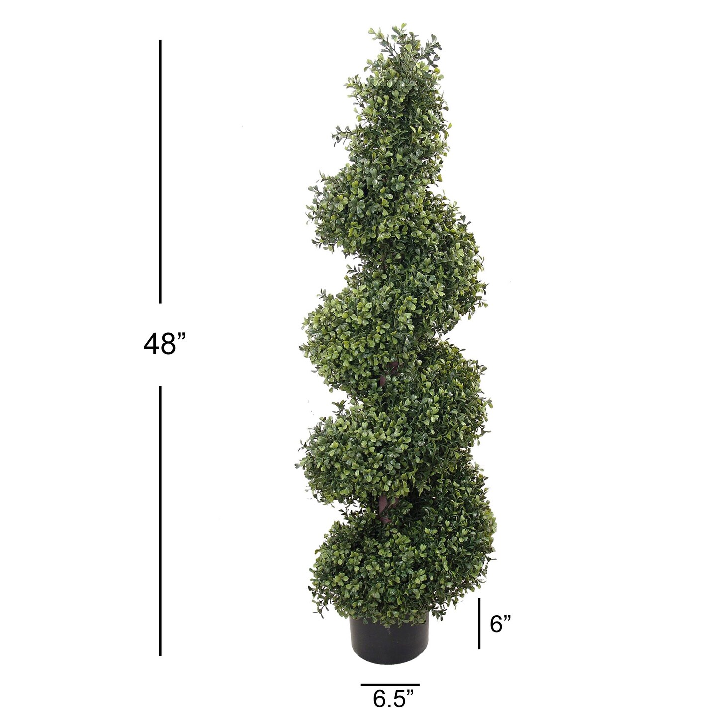 4ft Spiral Boxwood Topiary Tree - 2-Pack, Black Pot, Indoor/Outdoor Decor, Ideal for Patios, Offices, Entrances - Year-Round Use, Floral Home by Artificial Flowers