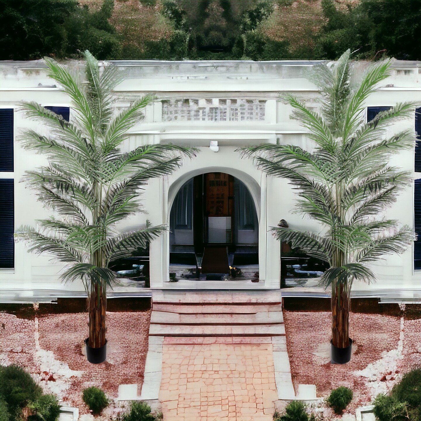 7ft Areca Palm Tree in Black Pot with 739 Realistic Leaves , Floral Home by Artificial Flowers