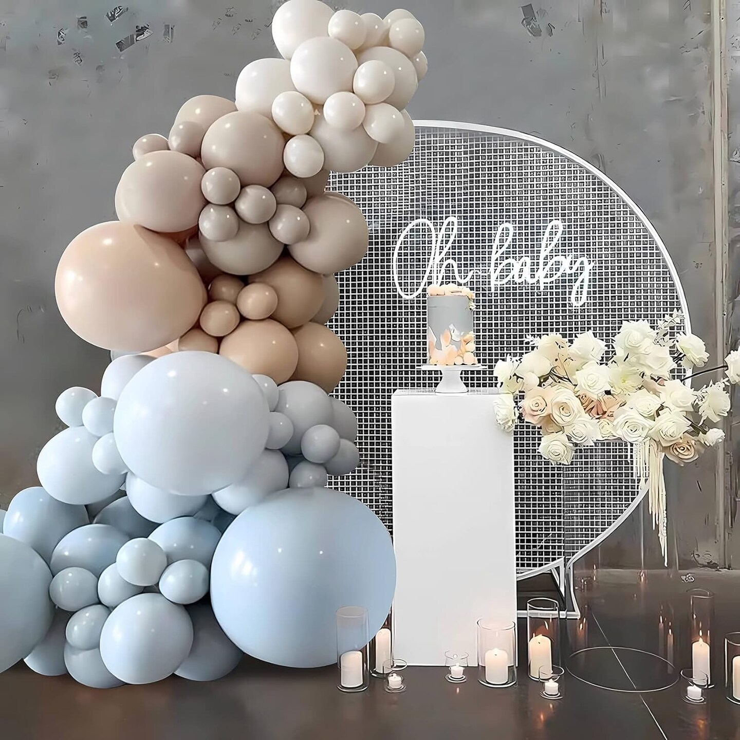 145Pcs Haze Blue Gray Nude and Sand White Double-Stuffed
