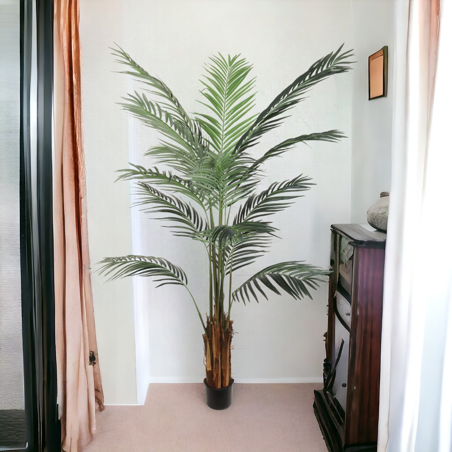 6ft Areca Palm Tree in Black Pot with 567 Realistic Leaves, Floral Home by Artificial Flowers