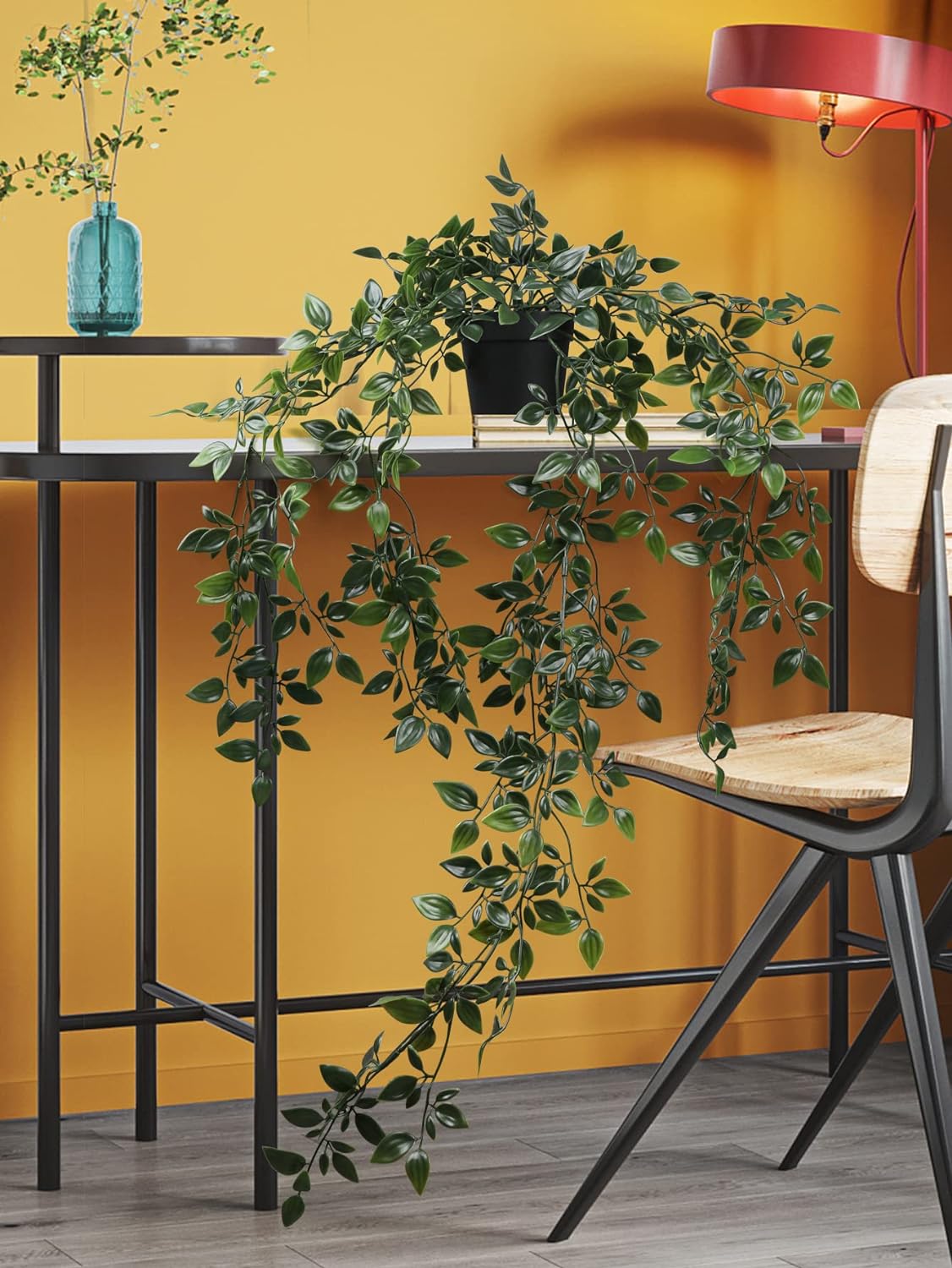 Serene Verde: Artificial Hanging Plants 3 Pack for Effortless Indoor Greenery Decor