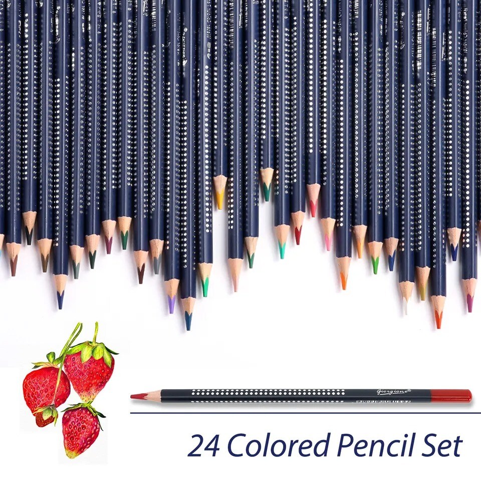 24 Color Water Soluble Colouring Pencil