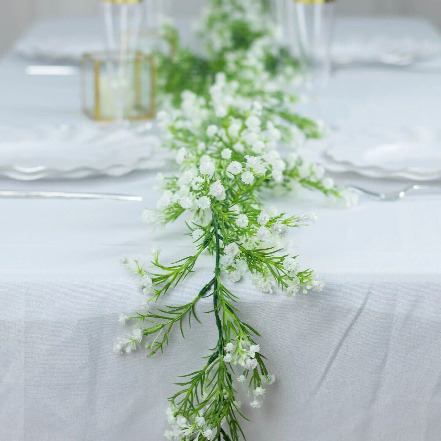 6 feet Green White Silk Baby Breath Artificial Flower GARLAND