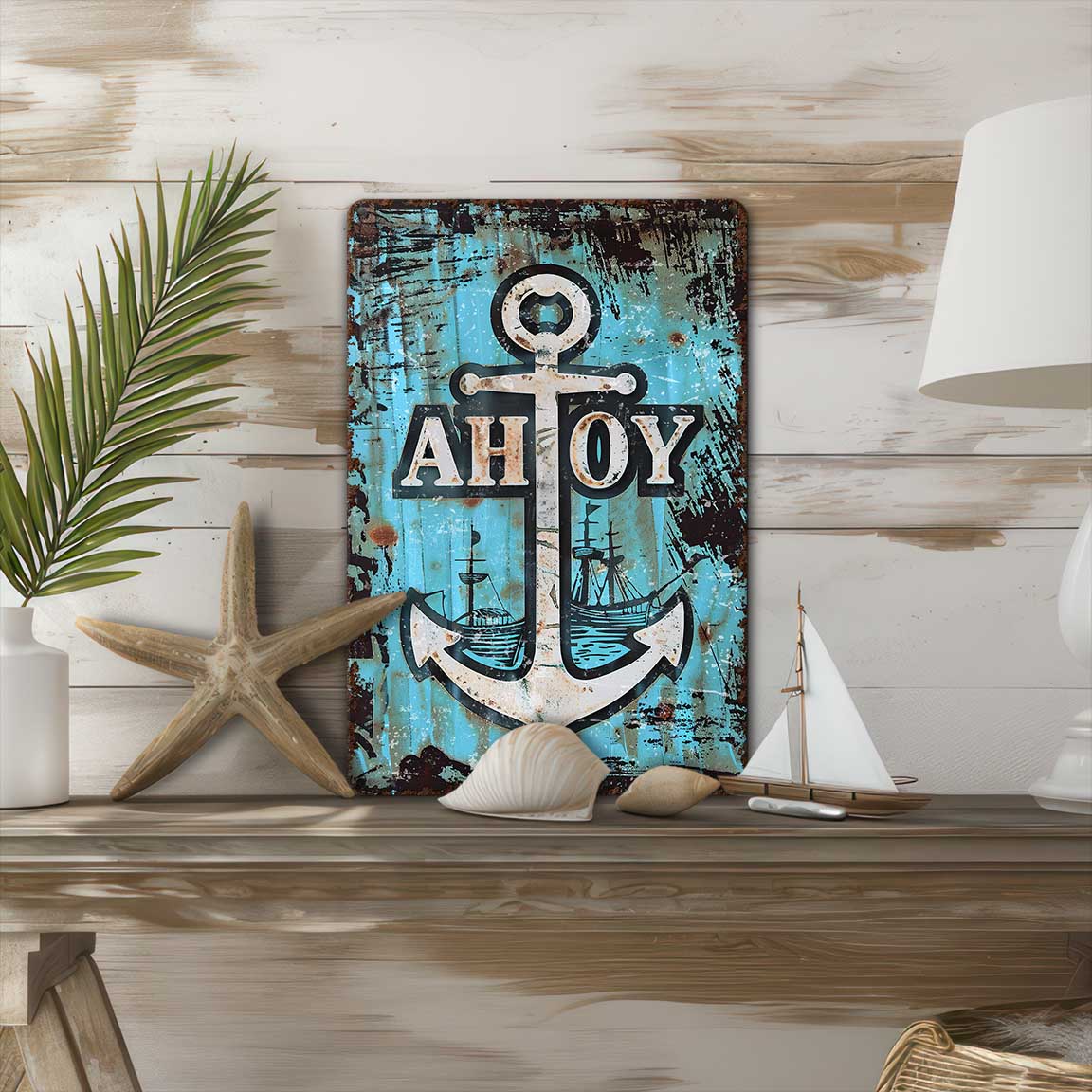 Anchor Cast Aluminum Solid Metal Personalized Sailboat Beach Plaque - Display Your Address in front of your beach house - Recycled high quality Aluminum