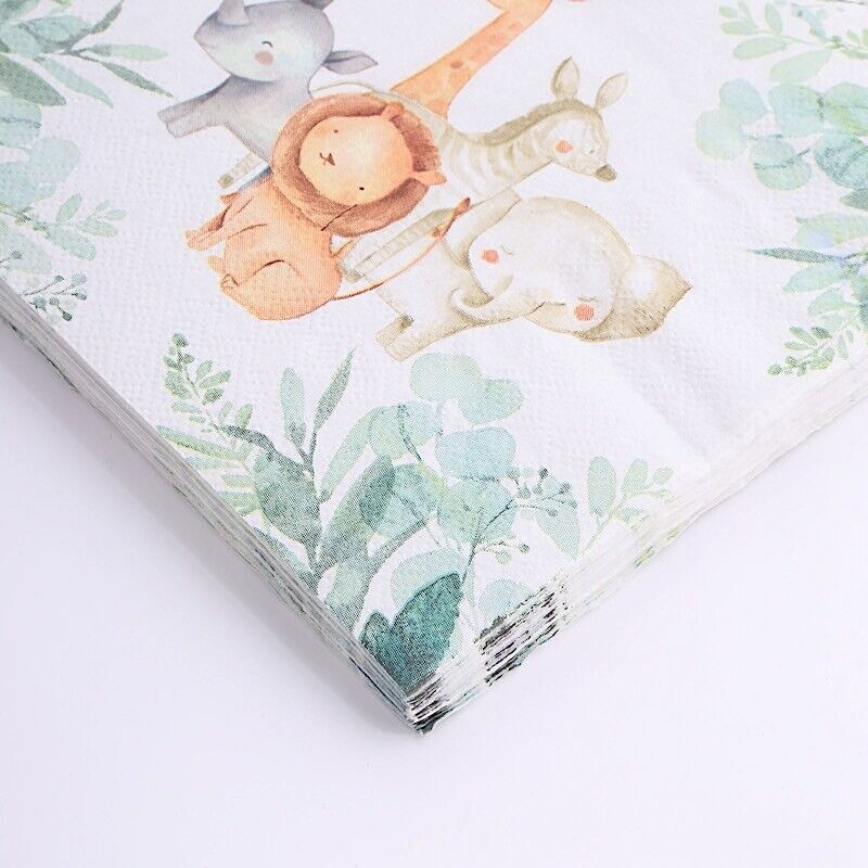 20 Assorted 13x13 in Dinner Paper NAPKINS Safari Animal Design