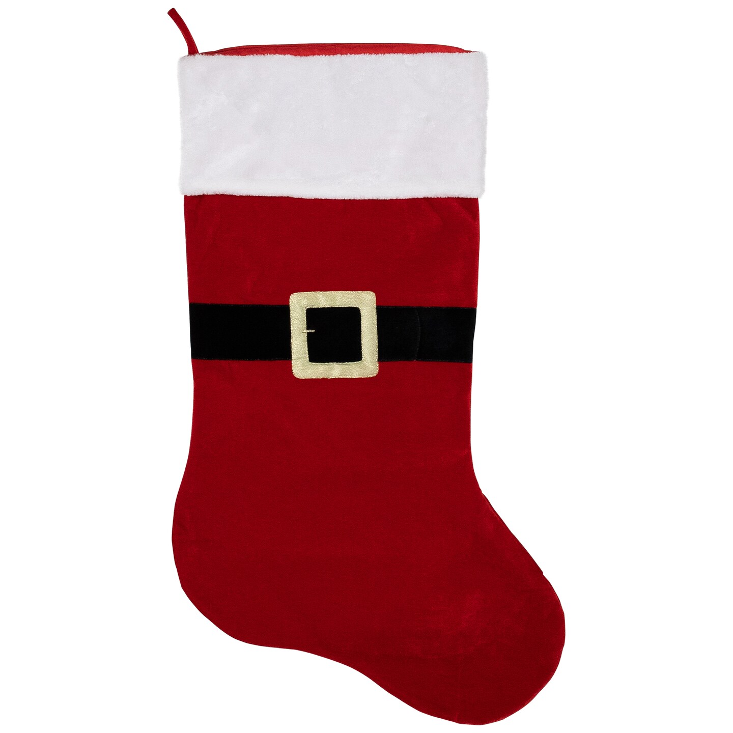 Northlight Velveteen Santa Claus Belt Buckle Commercial Christmas Stocking - 48&#x22; - Red and White