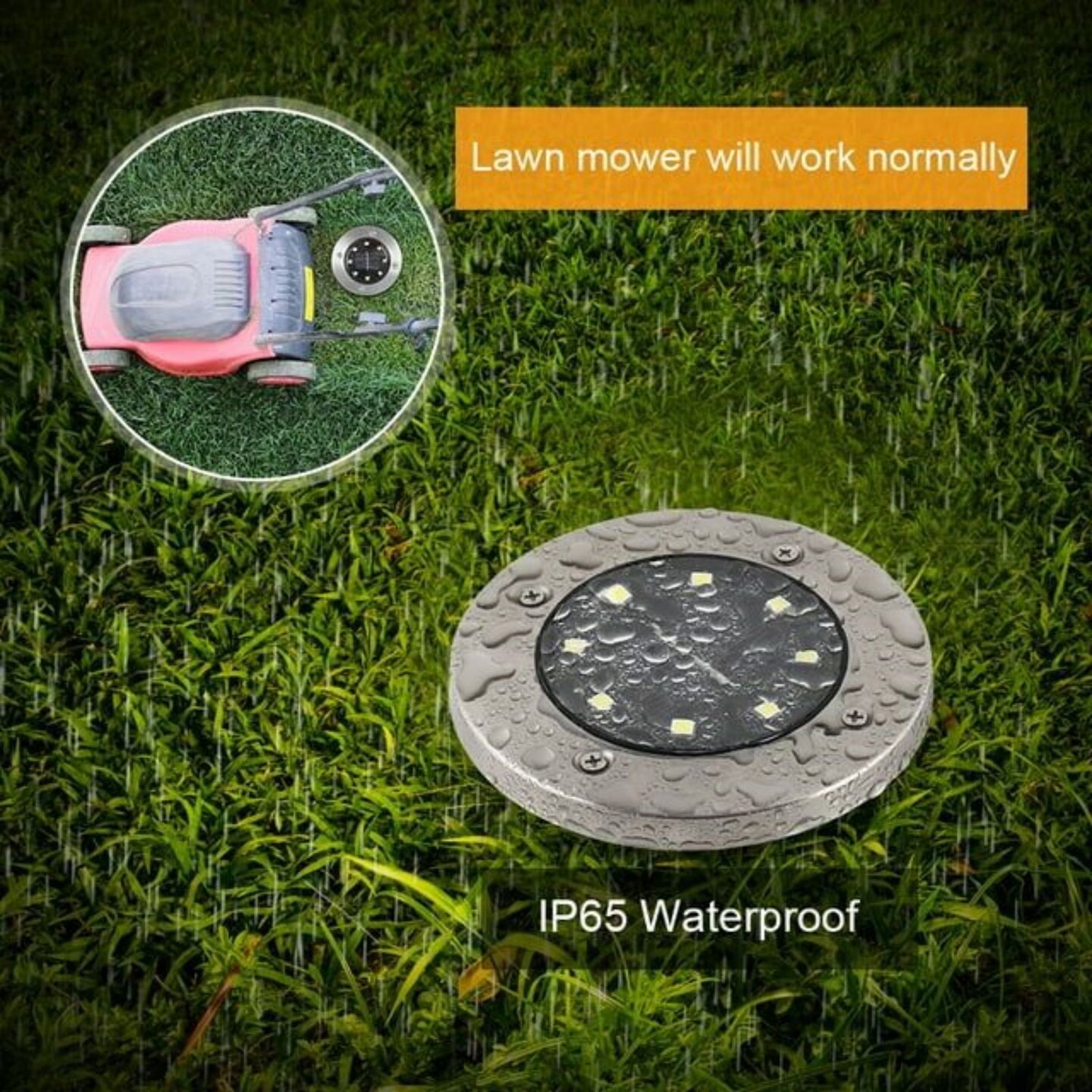 Solar Ground Lights, 8 LED Waterproof In-Ground Lights