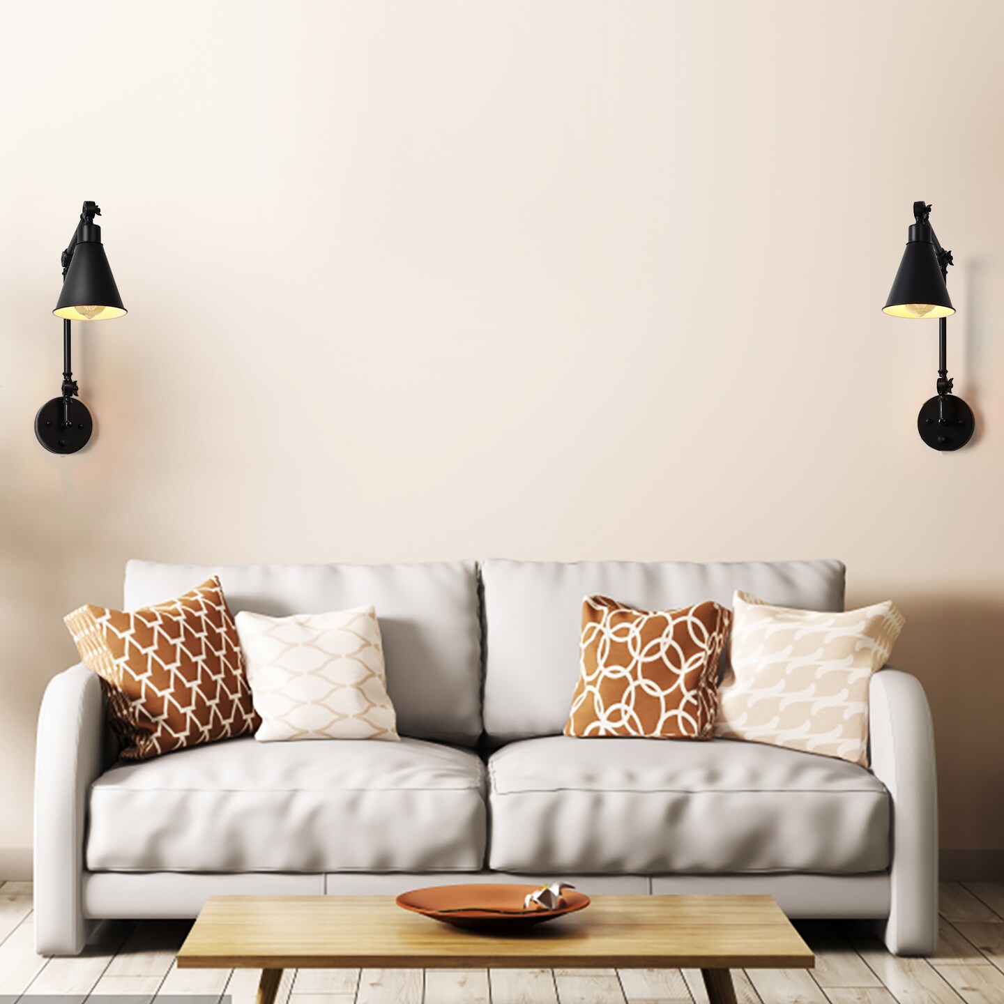 Industrial Wall Sconce Dimmable Wall Mounted Light Plug in Hardware Lighting Fixtures Set of 2