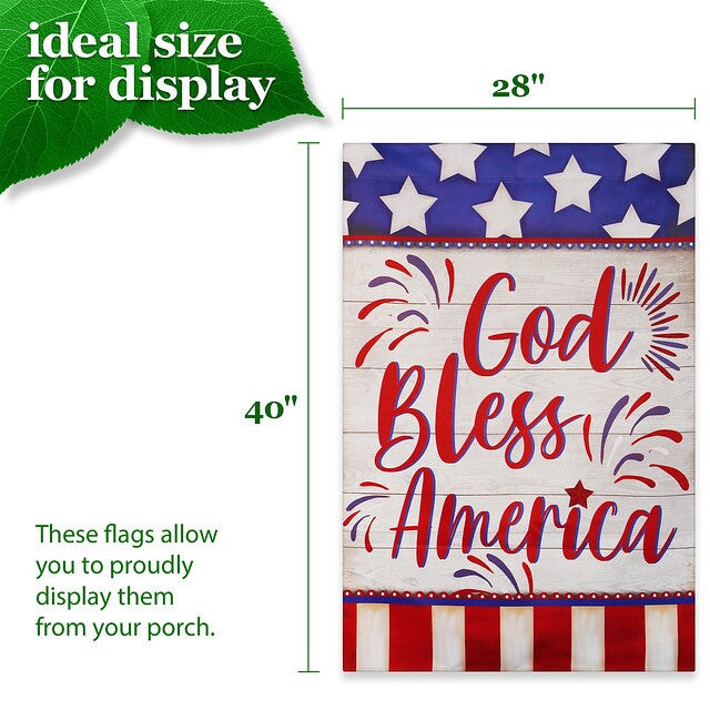 G128 House Flag God Bless America USA Flag Accent | 28x40 Inch | Printed Blockout Polyester - Patriotic Decoration