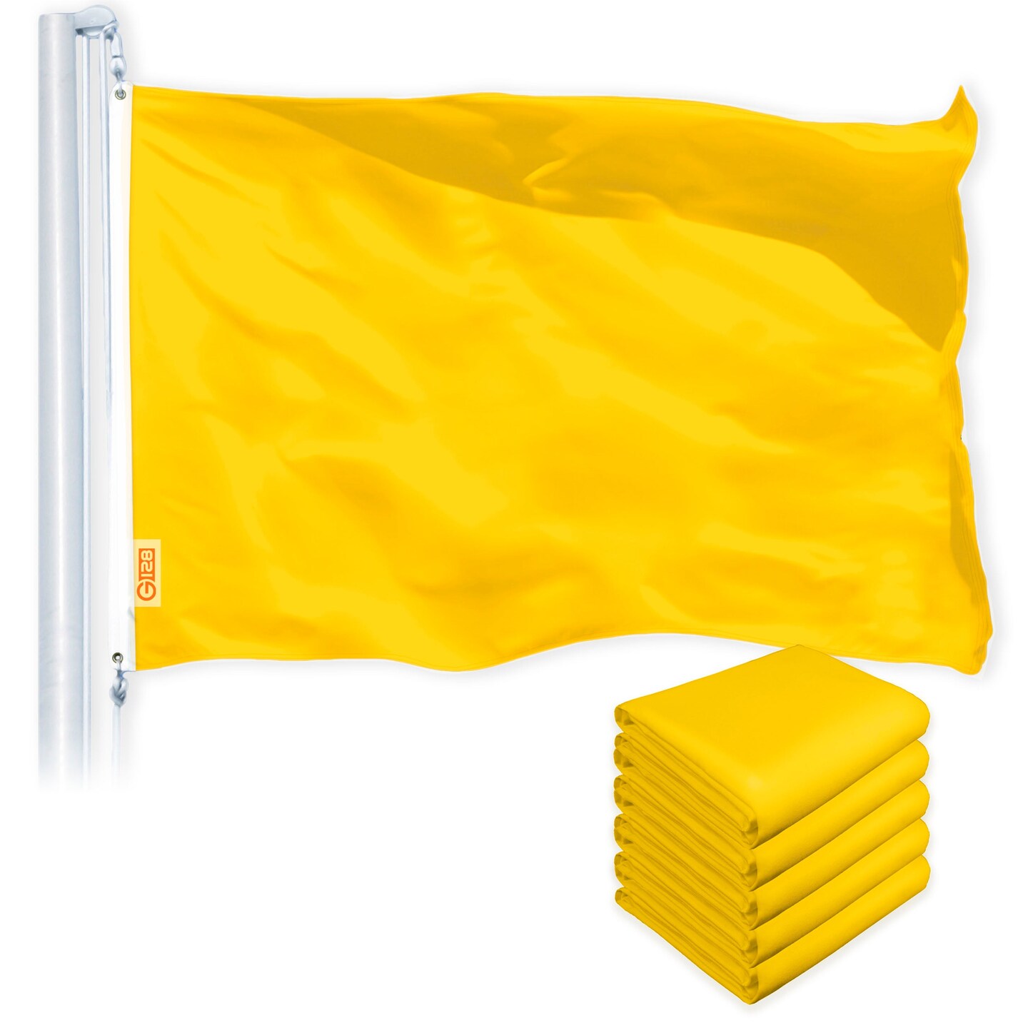 Solid Golden Yellow Color Flag 3x5 Ft 5-Pack Printed 150D Polyester By G128
