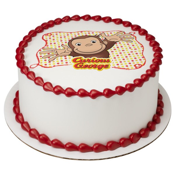Curious George&#xAE; Let&#x27;s Celebrate Edible Cake Topper Image - 1/4 Sheet