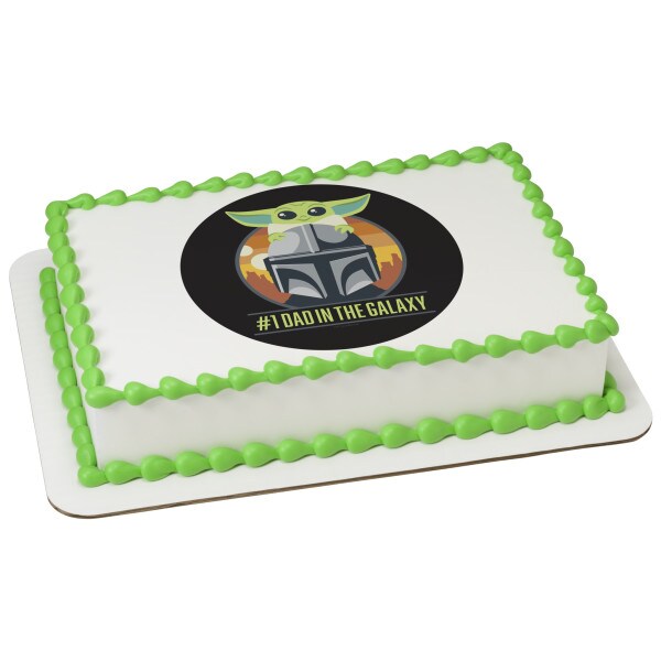 STAR WARS&#x2122; The Mandalorian #1 DAD in the Galaxy Edible Cake Topper Image - 7.5&#x22; Round