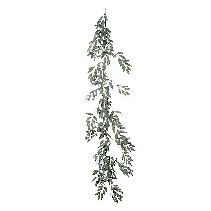 60-Inch long Frosted Green Artificial Willow Leaves Garland
