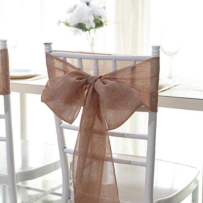 5 pcs 6x108 in Faux Burlap Chair Sashes