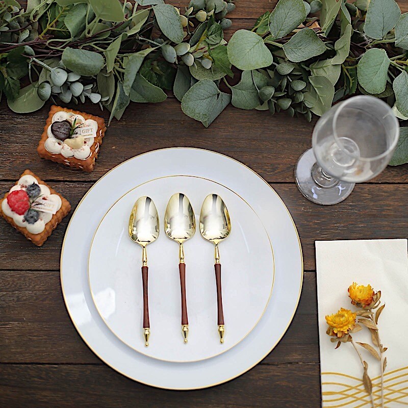 24 Disposable 6 in Dessert Plastic SPOONS Roman Column Handle