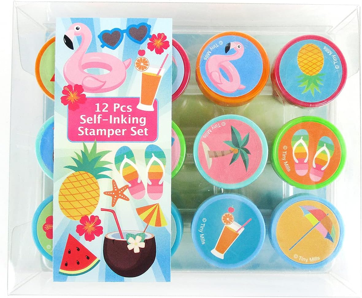 TINYMILLS 12 Pcs Summer Beach Pool Party Stamp Kit