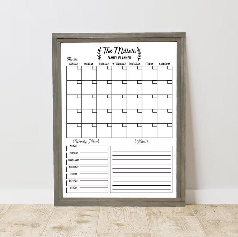 Dry offers Erase Calendar with Floral engraved wood backing