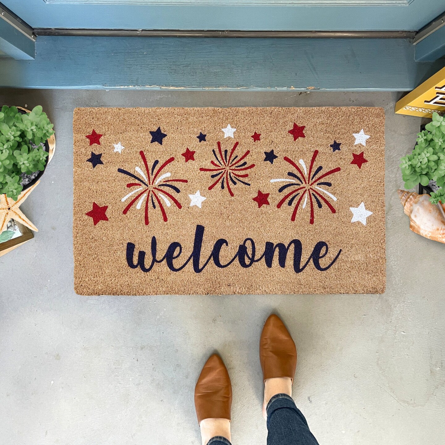 Fireworks Doormat Summer, Fourth of July Doormat Outdoor, Summer Porch ...